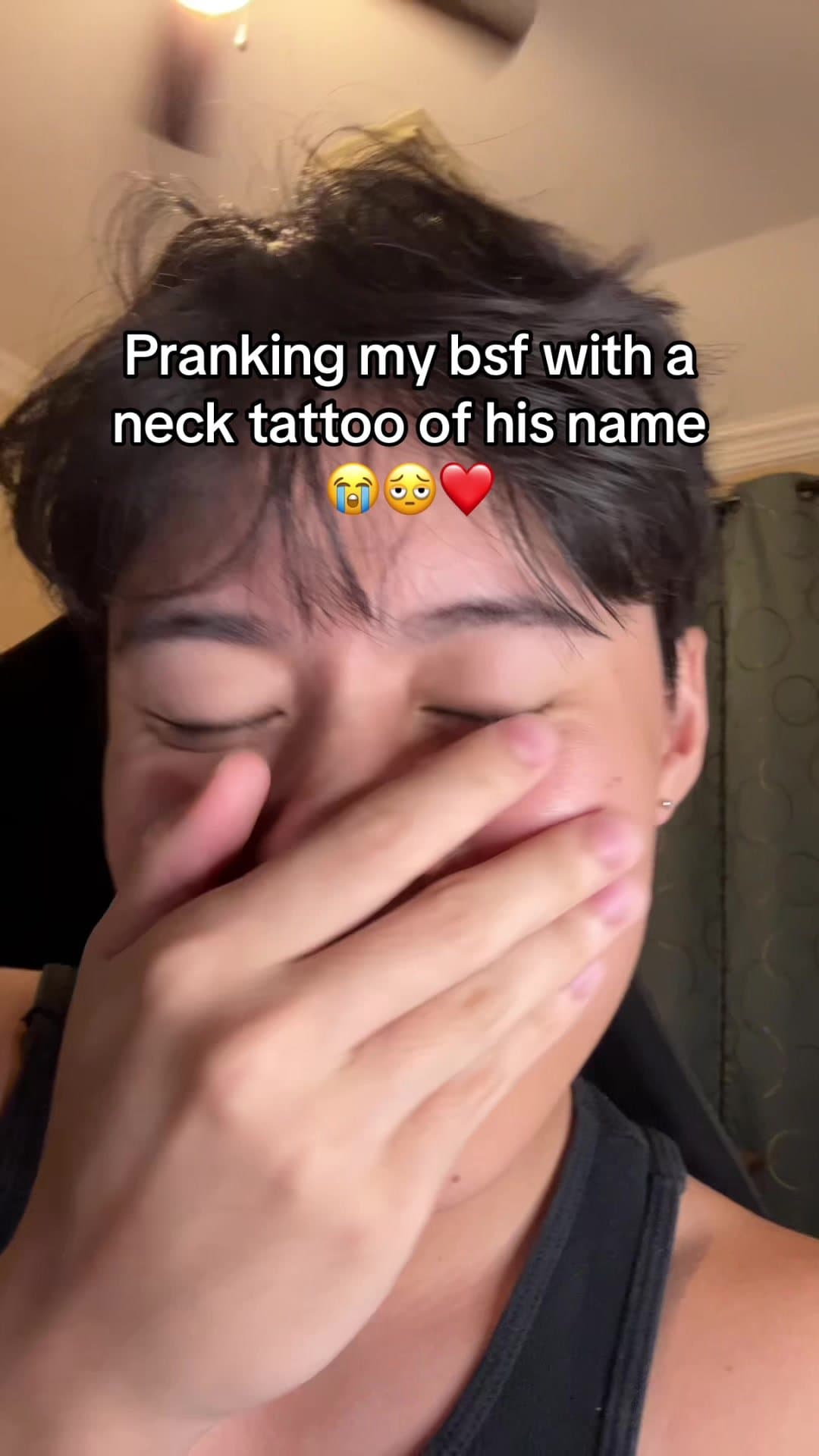Pranking my bsf with a
neck tattoo of his name
😭🥺❤️