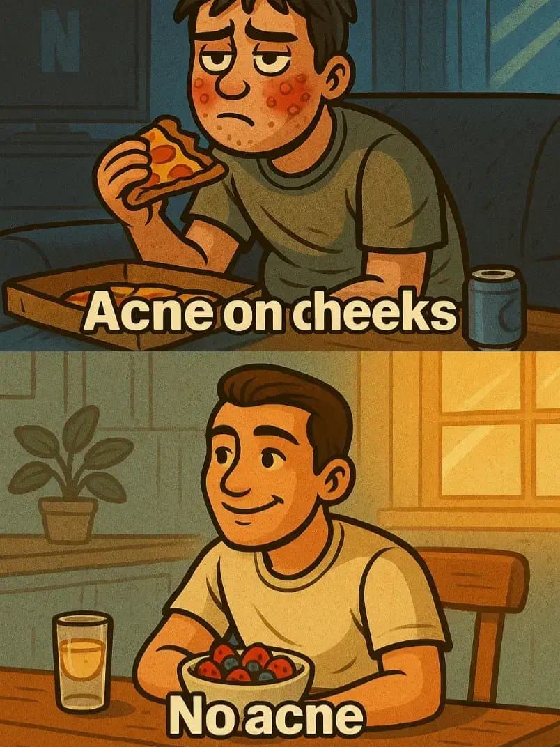 Acne on cheeks
No acne