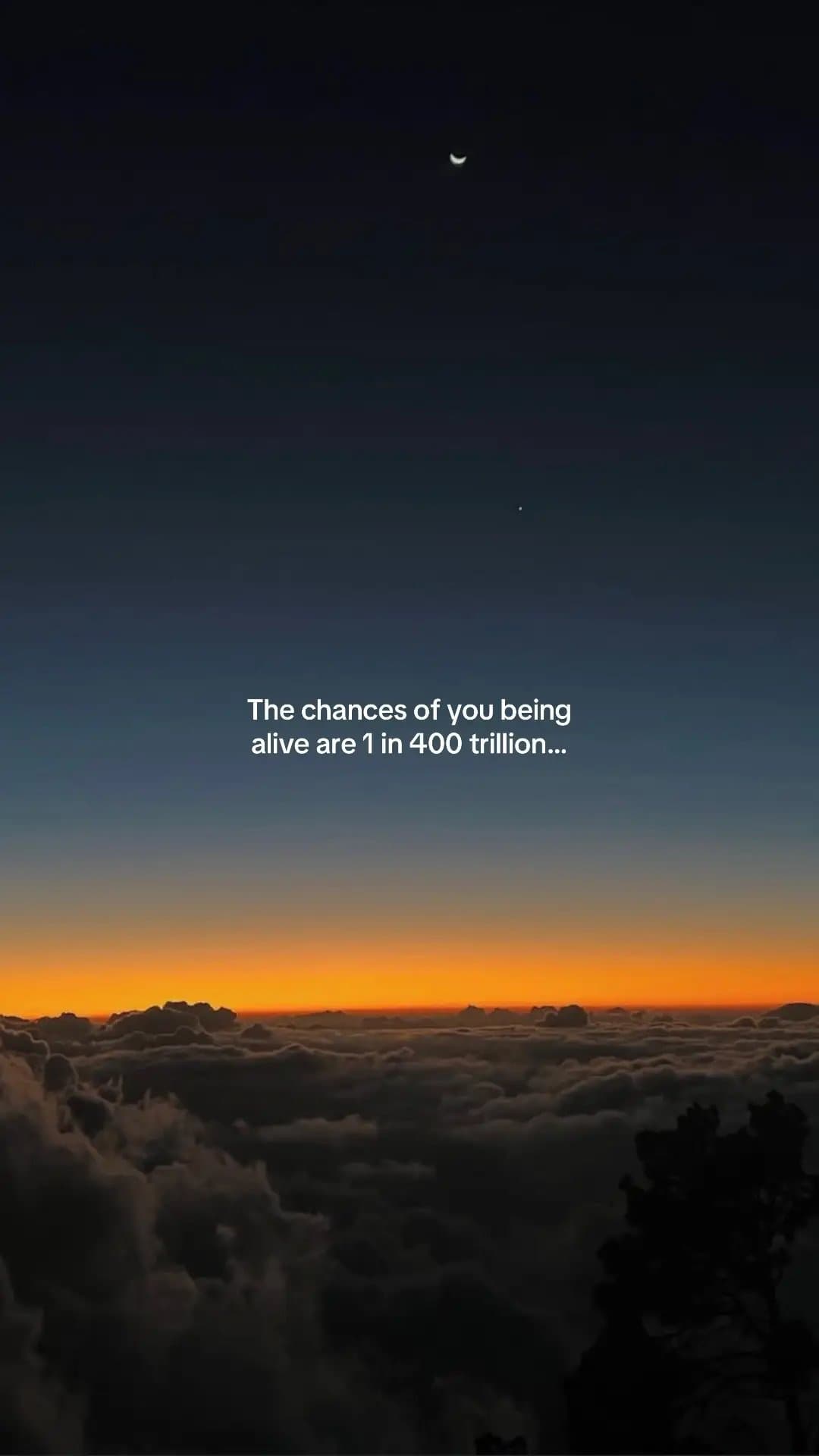 The chances of you being
alive are 1 in 400 trillion...