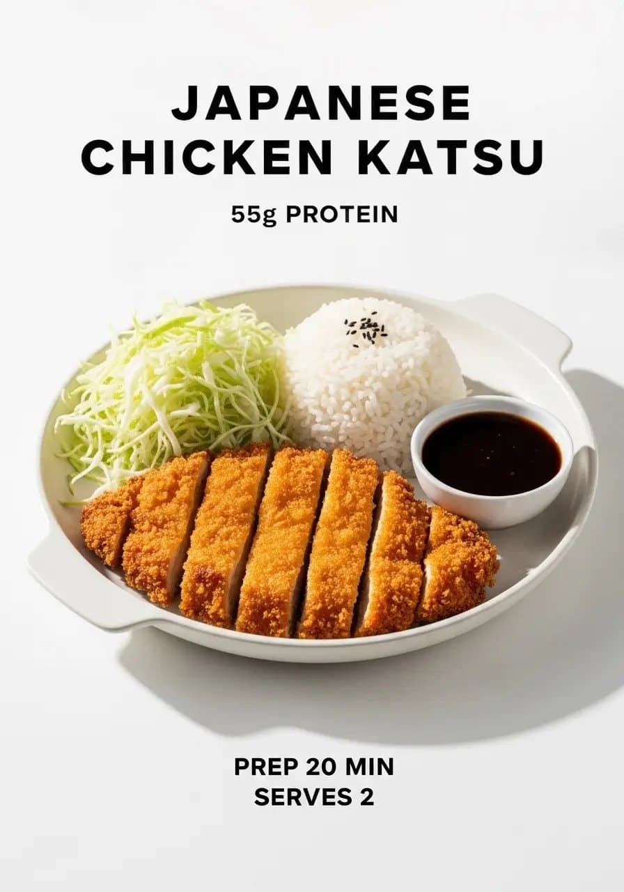 JAPANESE
CHICKEN KATSU
55g PROTEIN
PREP 20 MIN
SERVES 2