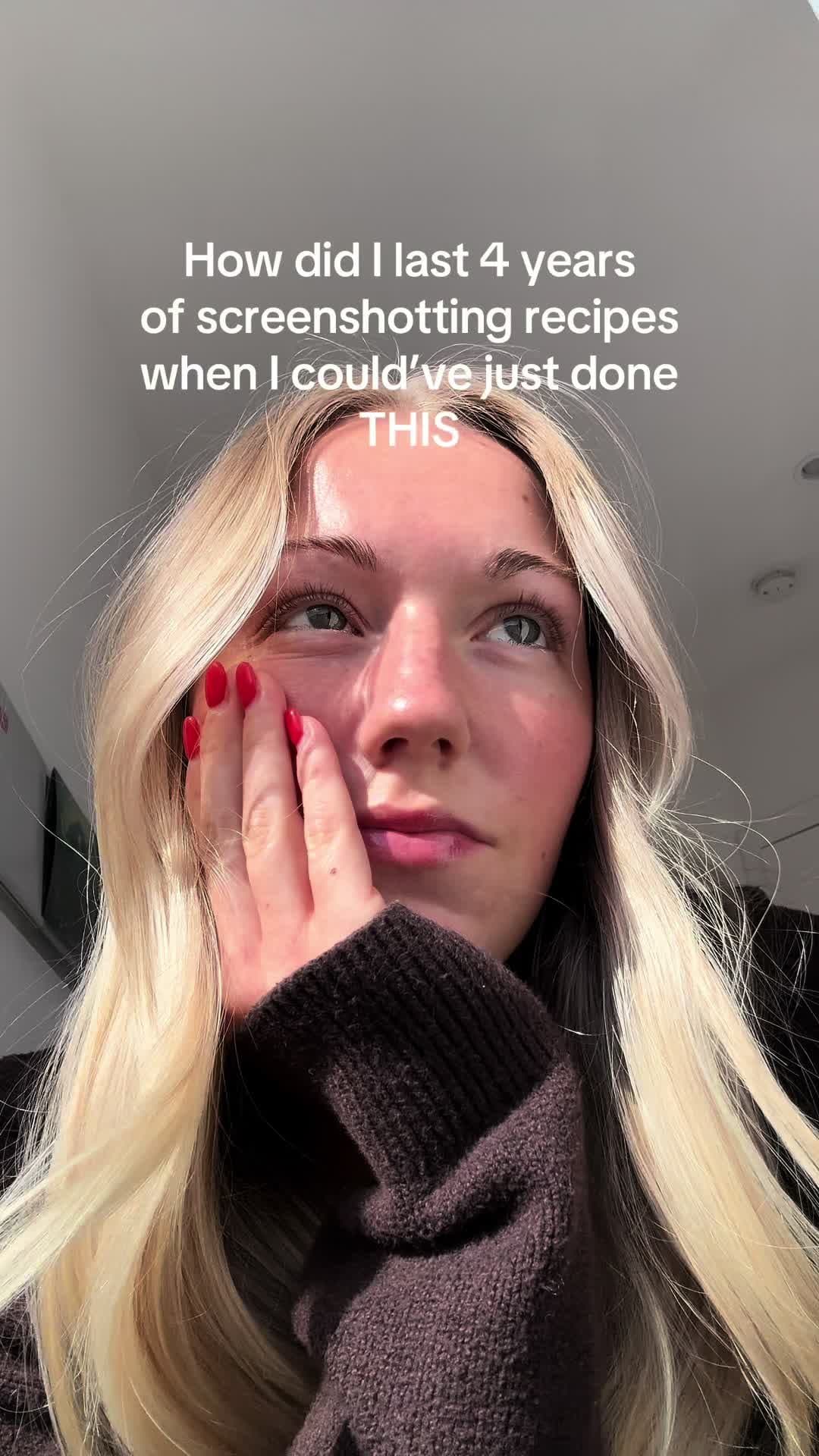 How did I last 4 years
of screenshotting recipes 
when I could've just done
THIS…