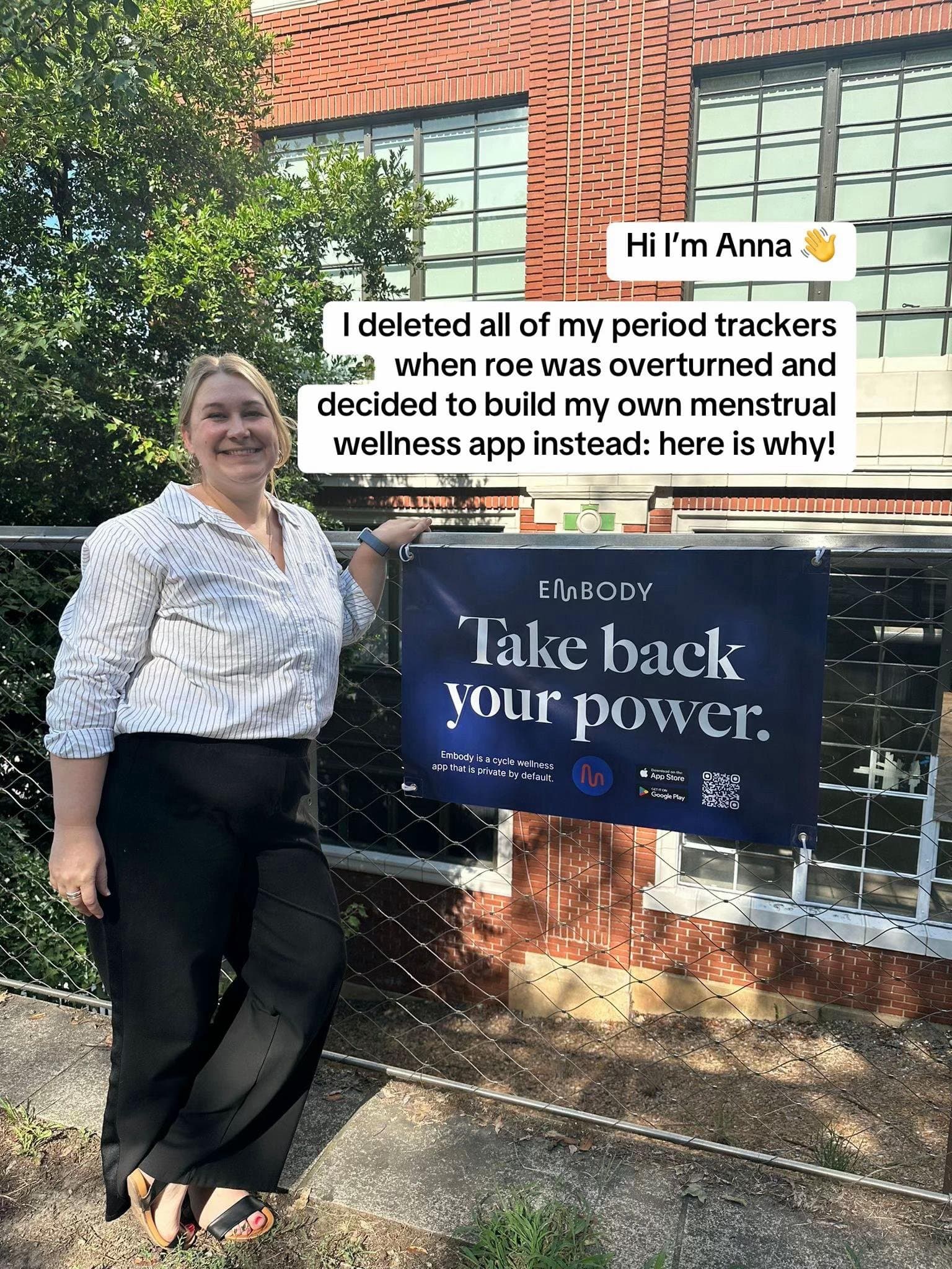 Hi I'm Anna 👋
I deleted all of my period trackers
when roe was overturned and
d…