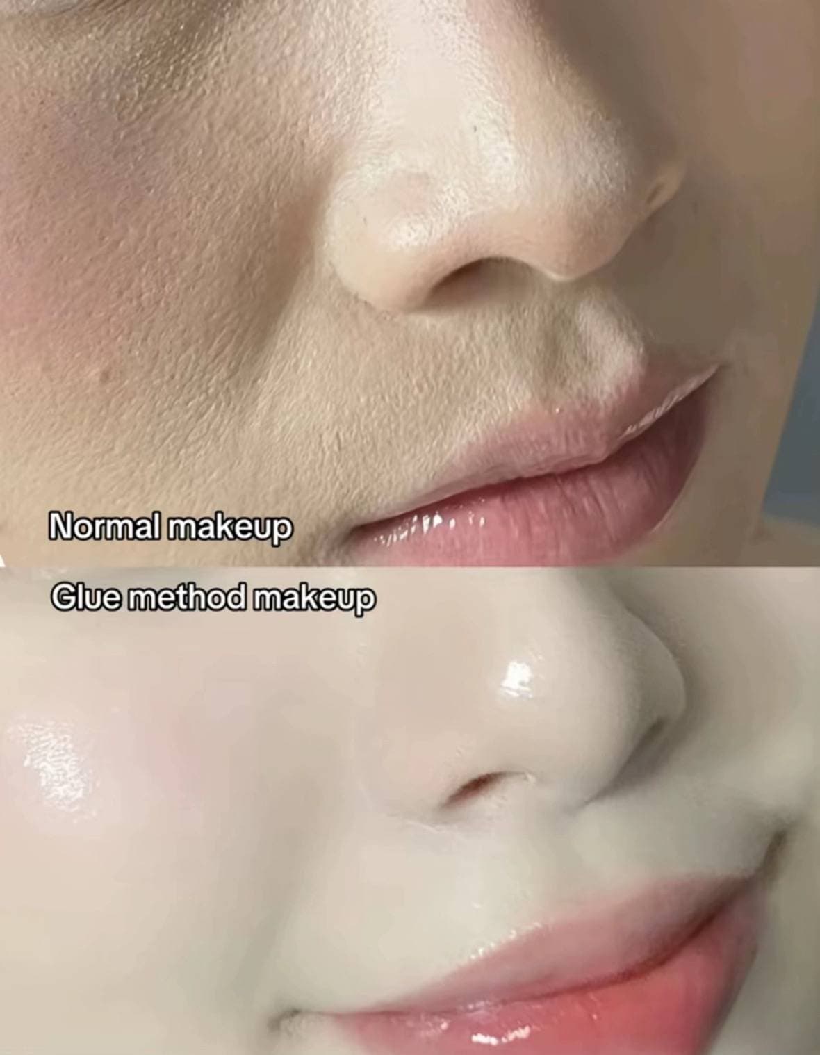 Normal makeup
Glue method makeup