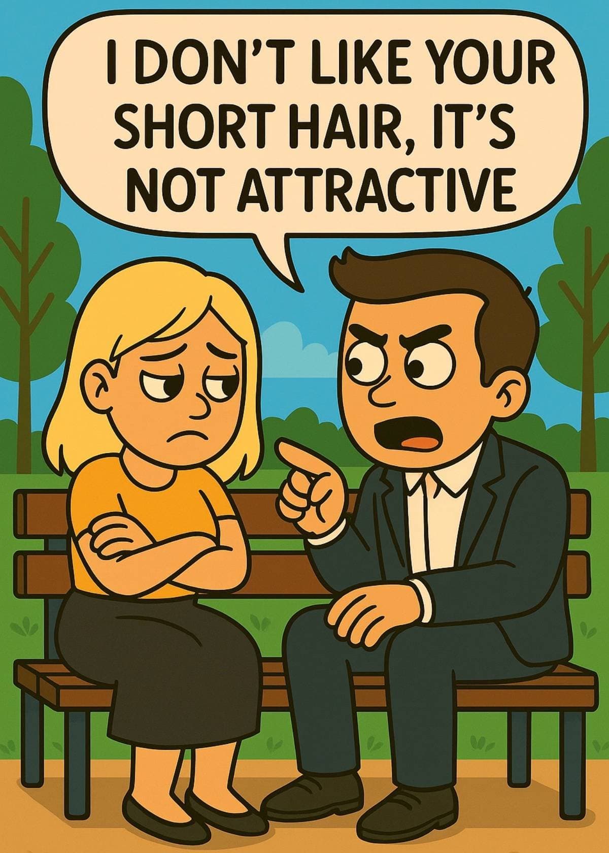 I DON'T LIKE YOUR
SHORT HAIR, IT'S
NOT ATTRACTIVE