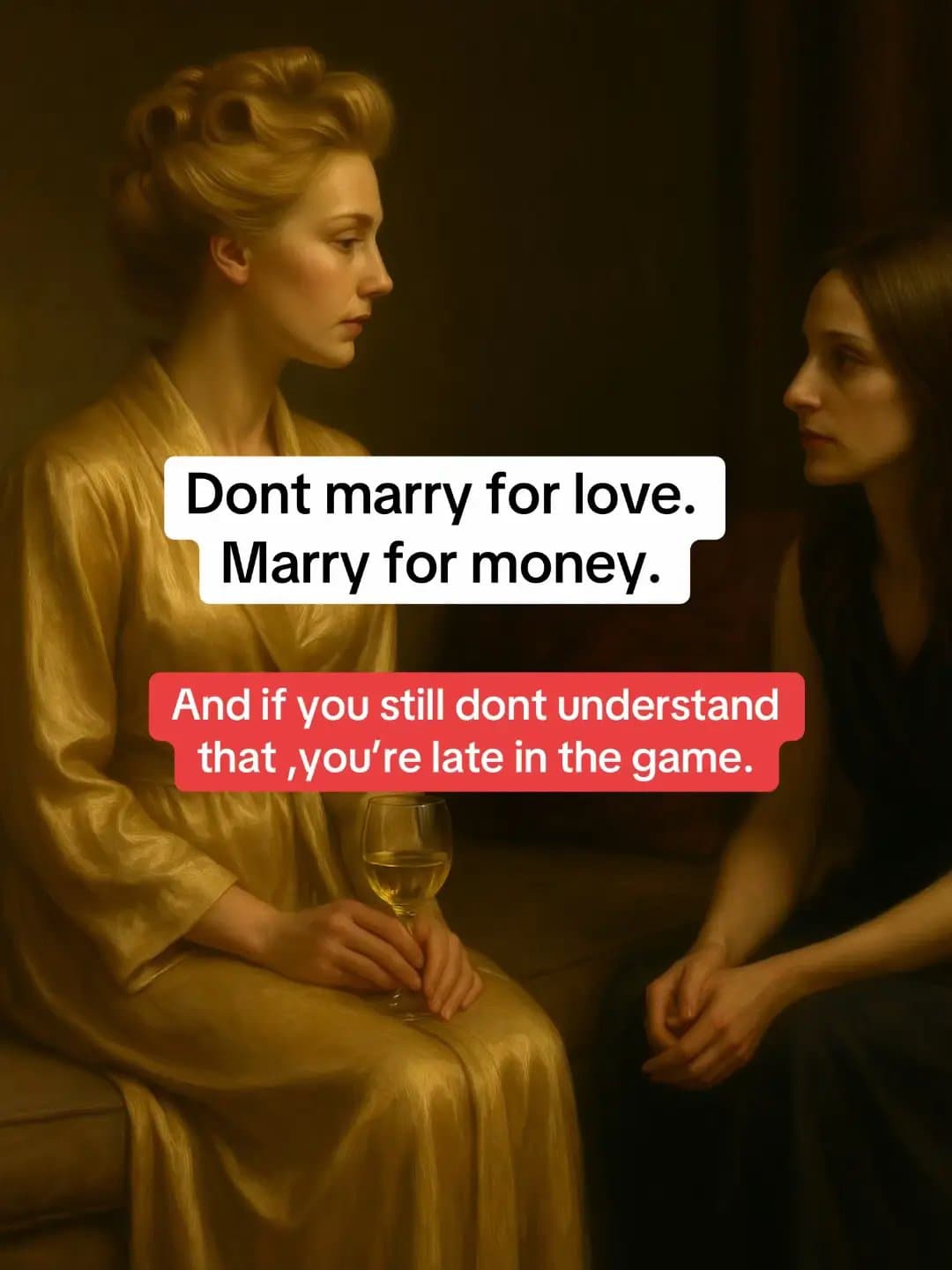Don't marry for love.
Marry for money.

And if you still dont understand 
that, …