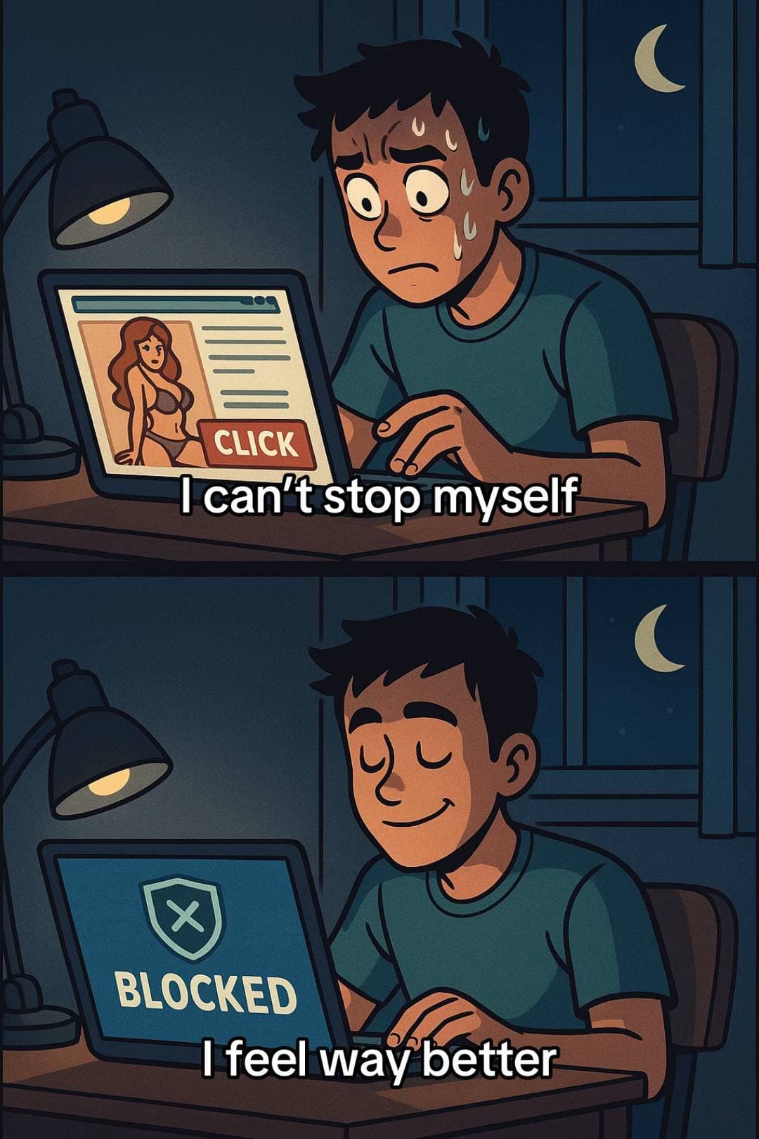 CLICK
I can't stop myself
BLOCKED
I feel way better