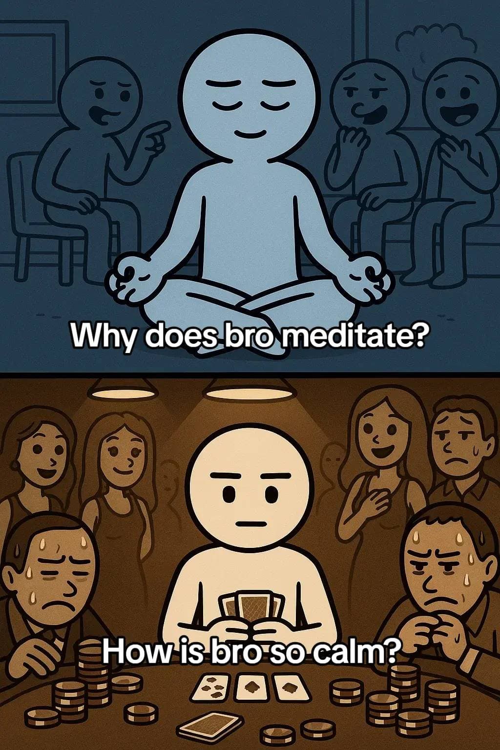 Why does bro meditate? 
How is bro so calm?