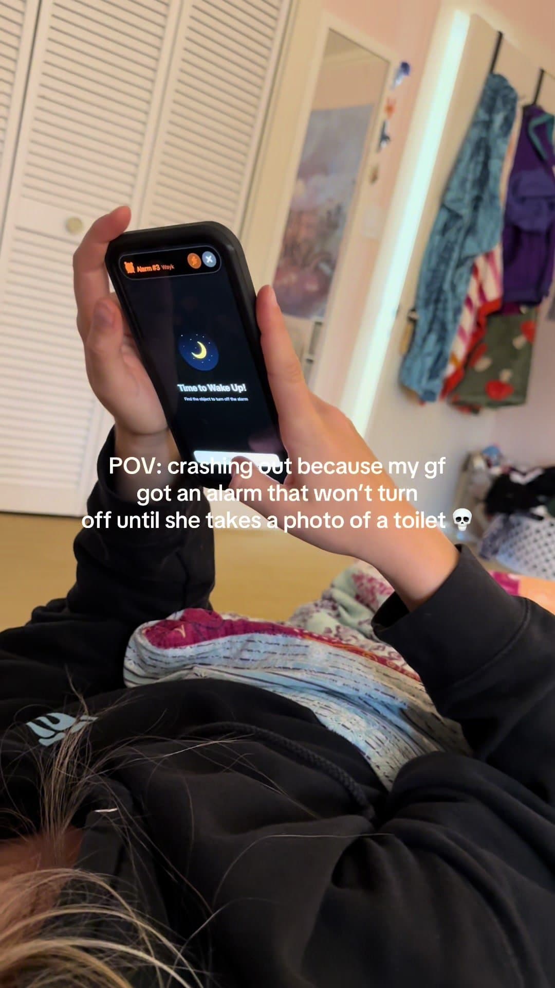 POV: crashing out because my gf
got an alarm that won't turn
off until she takes…
