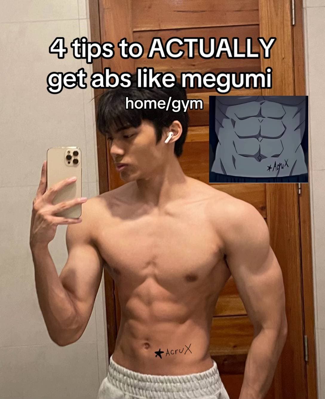 4 tips to ACTUALLY
get abs like megumi
home/gym