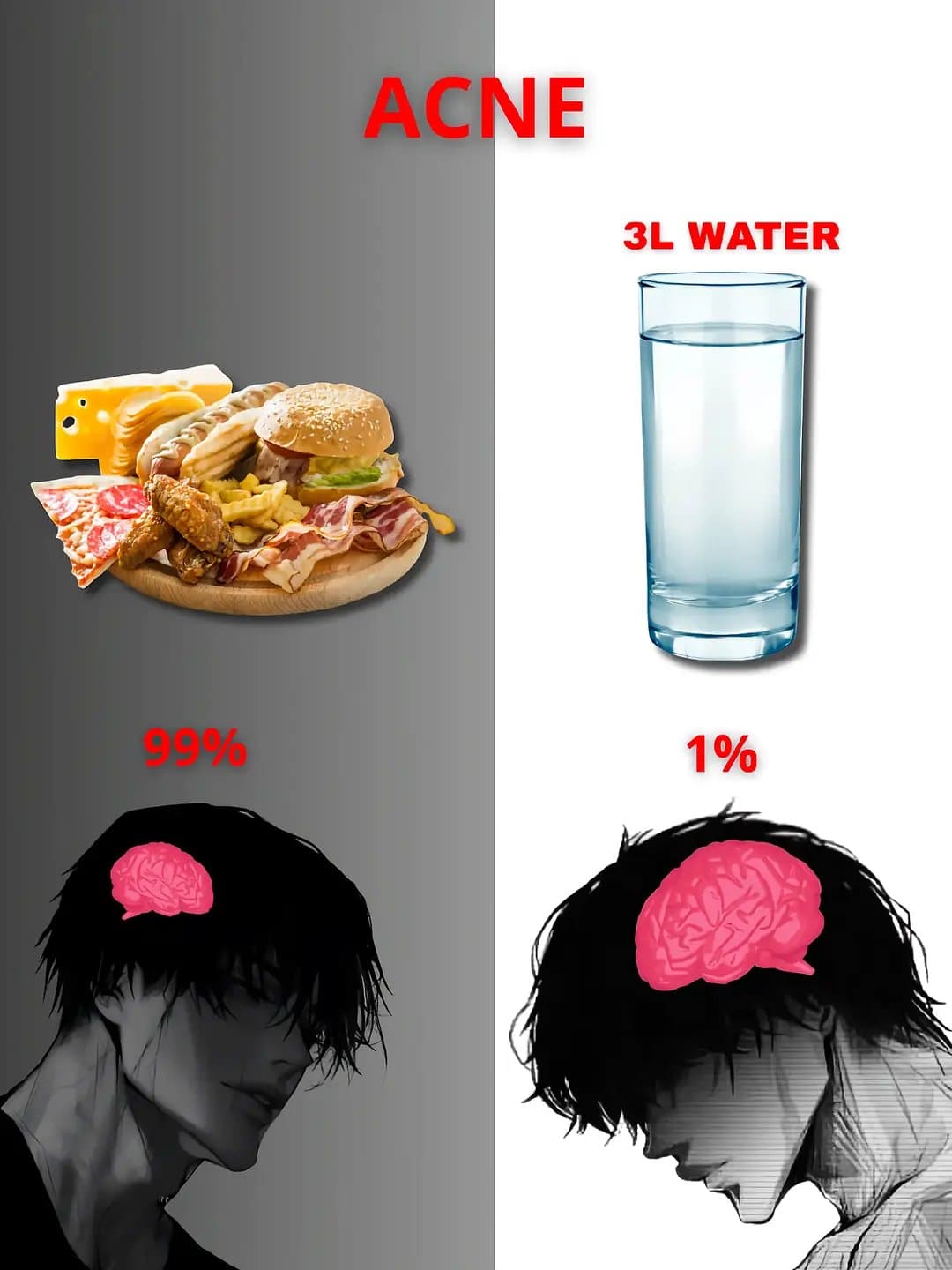 ACNE
3L WATER
99%
1%