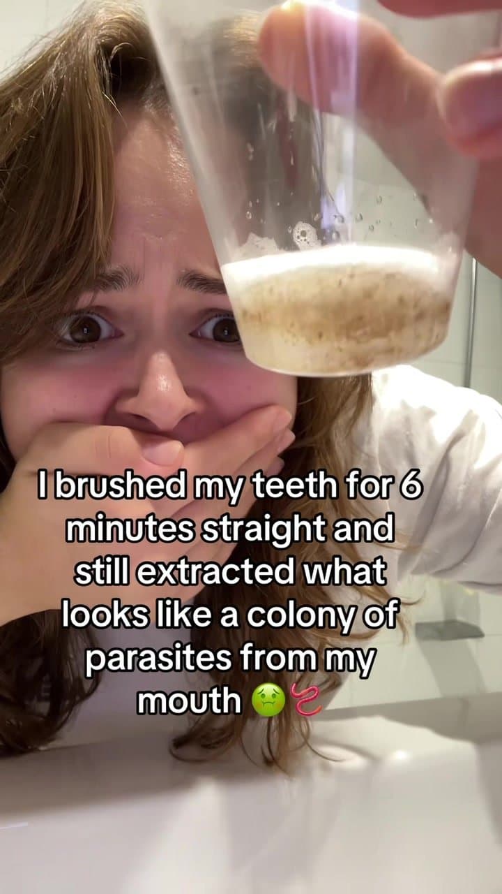 I brushed my teeth for 6
minutes straight and
still extracted what
looks like a …