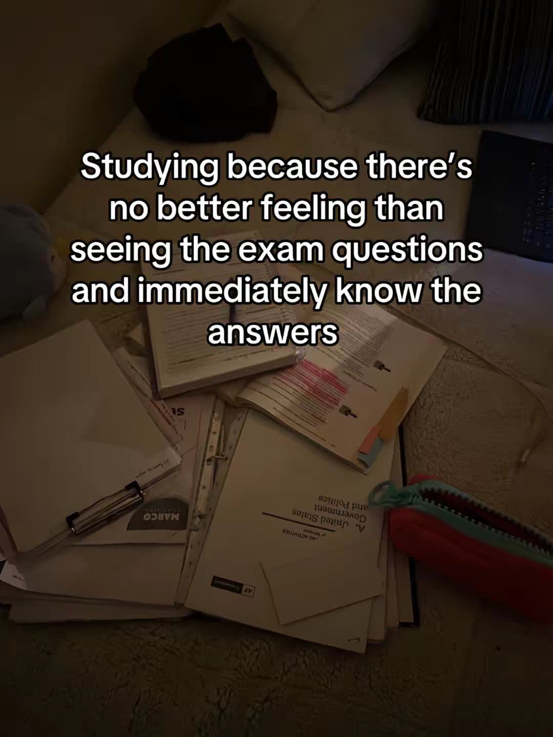 Studying because there's no better feeling than seeing the exam questions and im…