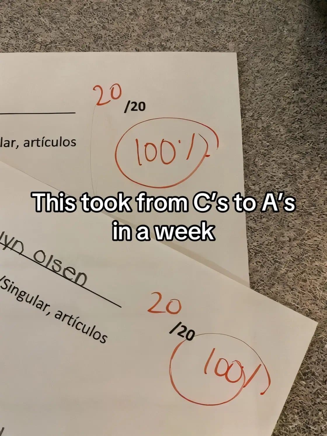 This took from C's to A's
in a week