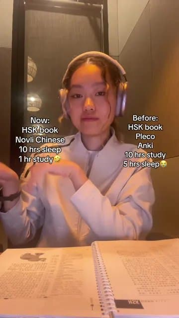 Now:
HSK book
Novli Chinese
10 hours sleep
1 hour study
Before:
HSK book
…